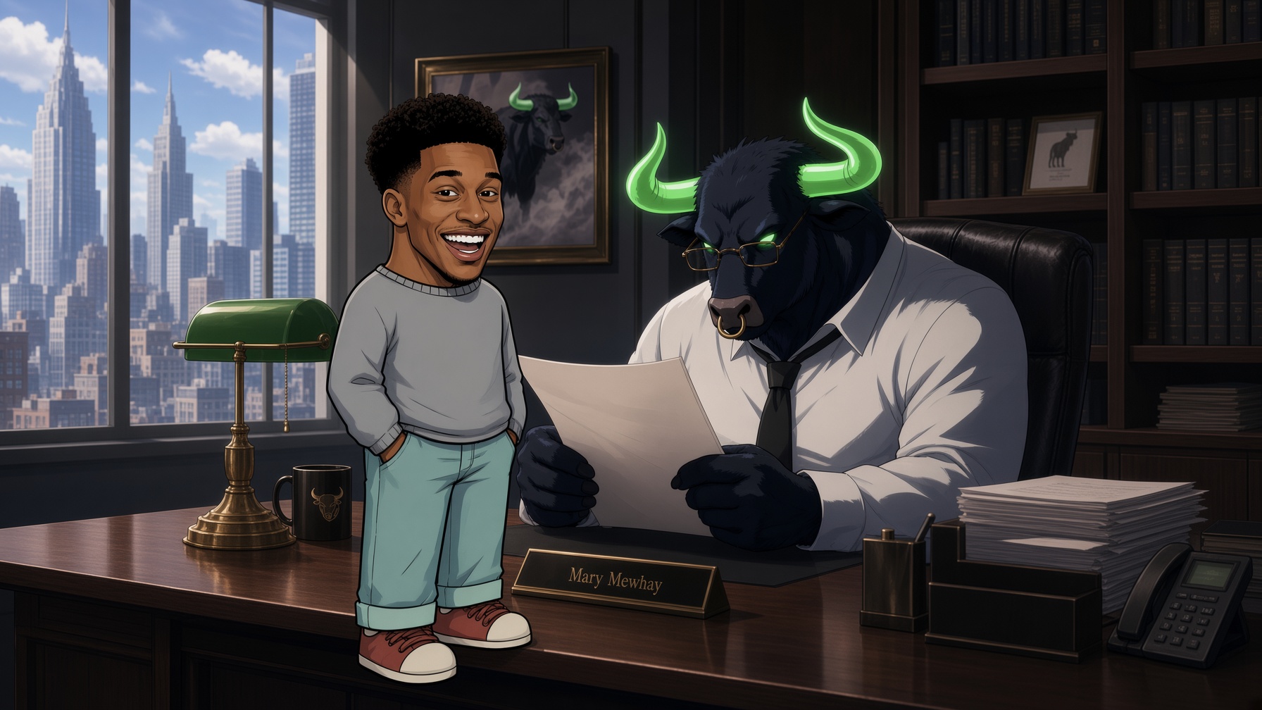 Chillsem in the bull's office